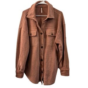 Free People Fleece Utility Shacket Jacket Rose Quartz XS Oversized Cozycore